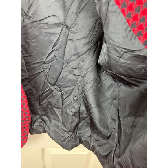 Rena Rowan For Saville Red Black Houndstooth Tweed Wool Blend Blazer 12P - Picture 7 of 10